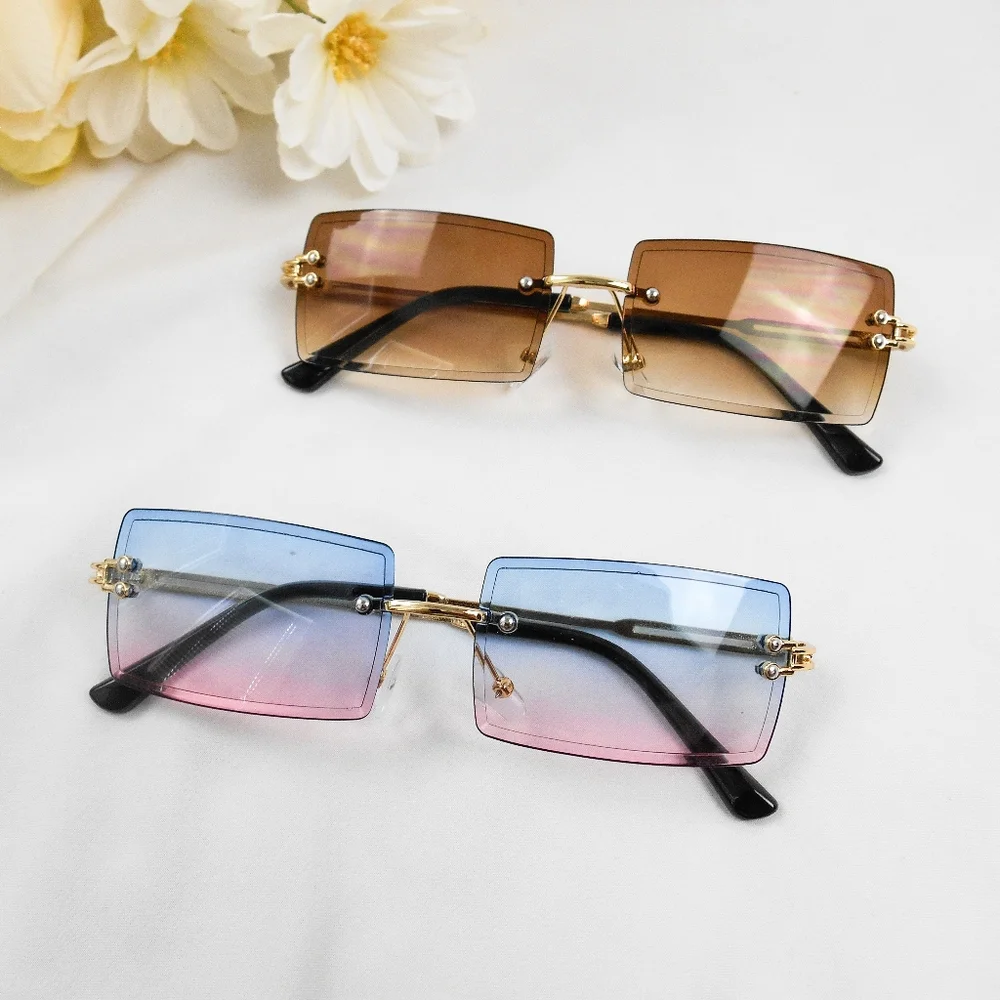 Gradient Rimless Sunglasses - Picture 4 of 8